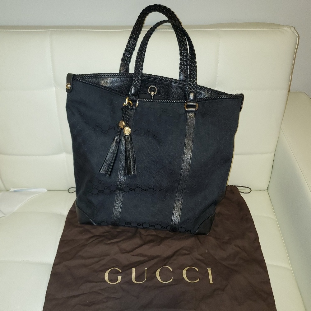Authentic Gucci canvas large tote bag
